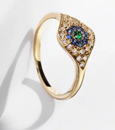Ileana Makri Cats Eye 18kt gold ring with diamonds, sapphires and tsavorite | Thumbnail 5 Ileana Makri Cats Eye 18kt gold ring with diamonds, sapphires and tsavorite | Thumbnail 5