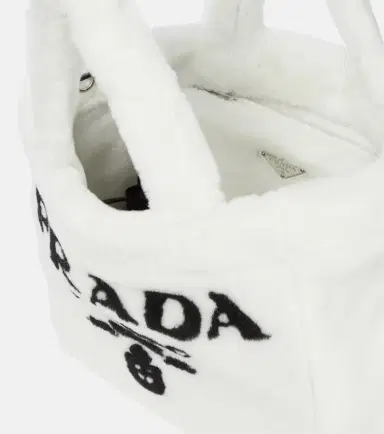 Prada Medium logo shearling tote | Thumbnail 3