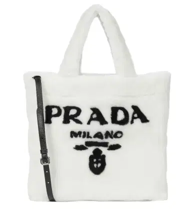 Prada Medium logo shearling tote | Thumbnail 1