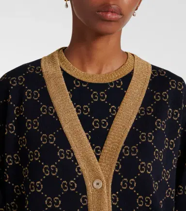 Gucci Cotton-blend lamé cardigan | Thumbnail 4