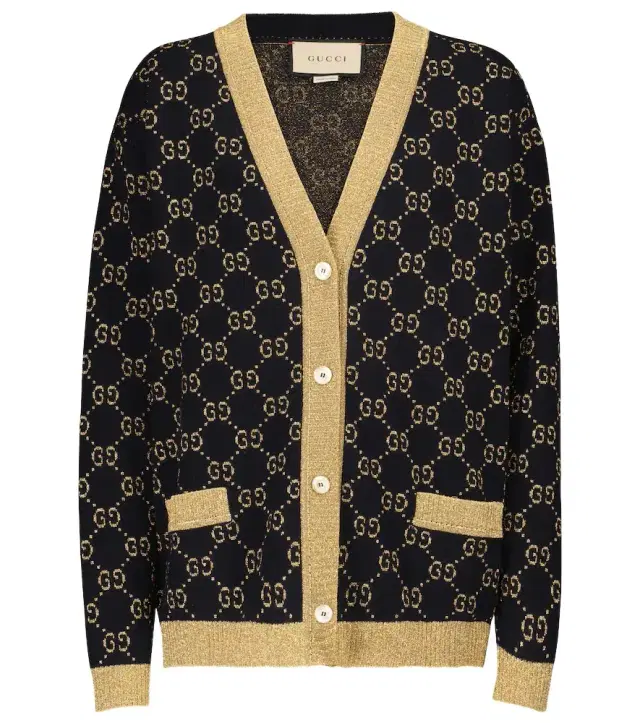Cotton-blend lamé cardigan