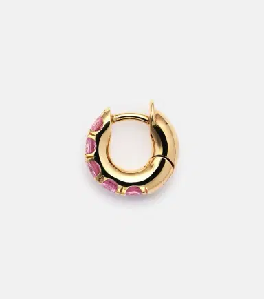 Spinelli Kilcollin Mini Macro Hoop 18kt yellow gold single earring with pink sapphires | Thumbnail 2 Spinelli Kilcollin Mini Macro Hoop 18kt yellow gold single earring with pink sapphires | Thumbnail 2
