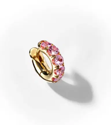 Spinelli Kilcollin Mini Macro Hoop 18kt yellow gold single earring with pink sapphires | Thumbnail 5 Spinelli Kilcollin Mini Macro Hoop 18kt yellow gold single earring with pink sapphires | Thumbnail 5