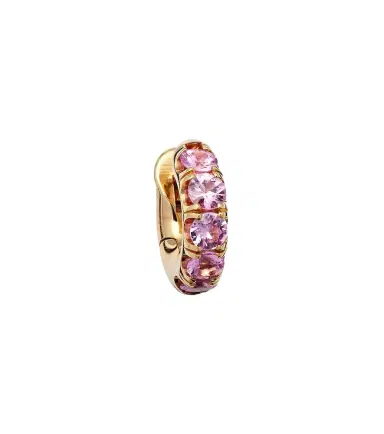 Spinelli Kilcollin Mini Macro Hoop 18kt yellow gold single earring with pink sapphires | Thumbnail 1 Spinelli Kilcollin Mini Macro Hoop 18kt yellow gold single earring with pink sapphires | Thumbnail 1