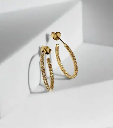 Sydney Evan 14kt gold hoop earrings with diamonds | Thumbnail 5 Sydney Evan 14kt gold hoop earrings with diamonds | Thumbnail 5