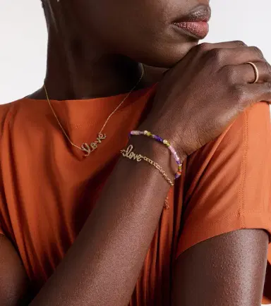 Sydney Evan Love 14kt yellow gold and diamonds chainlink bracelet | Thumbnail 4