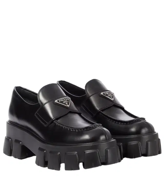 Prada Monolith brushed leather loafers
