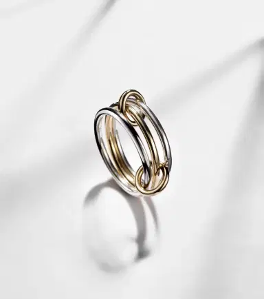 Spinelli Kilcollin Solarium 18kt yellow gold and sterling silver linked rings | Thumbnail 5