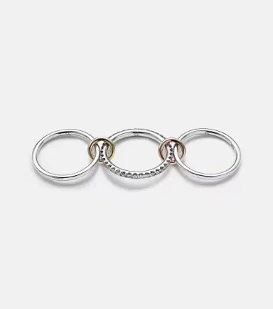 Spinelli Kilcollin Tigris MX Gris sterling silver ring with diamonds and yellow and rose gold connectors | Thumbnail 2