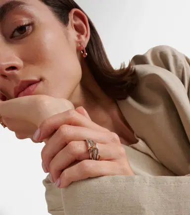 Spinelli Kilcollin Tigris MX Gris sterling silver ring with diamonds and yellow and rose gold connectors | Thumbnail 3