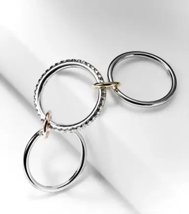 Spinelli Kilcollin Tigris MX Gris sterling silver ring with diamonds and yellow and rose gold connectors | Thumbnail 5
