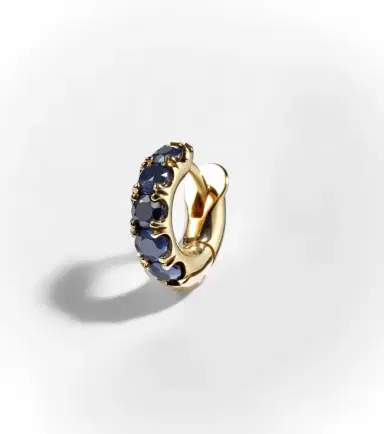 Spinelli Kilcollin Mini Macro Hoop 18kt yellow gold single earring with sapphires | Thumbnail 5 Spinelli Kilcollin Mini Macro Hoop 18kt yellow gold single earring with sapphires | Thumbnail 5