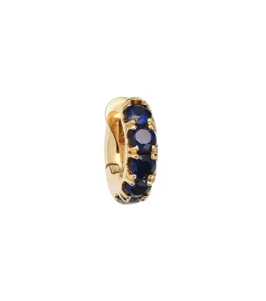 Spinelli Kilcollin Mini Macro Hoop 18kt yellow gold single earring with sapphires | Thumbnail 1 Spinelli Kilcollin Mini Macro Hoop 18kt yellow gold single earring with sapphires | Thumbnail 1