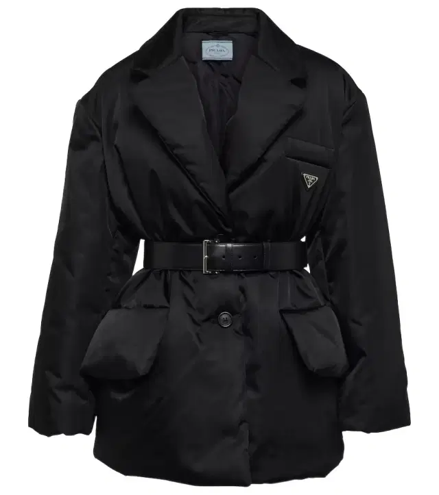 Re-Nylon belted padded jacket