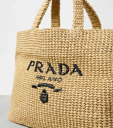 Prada Medium logo raffia tote | Thumbnail 6