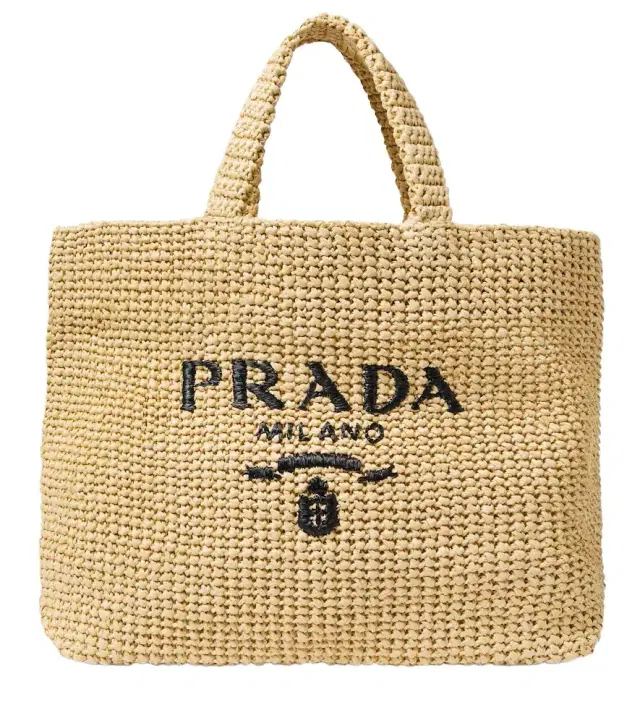 Medium logo raffia tote