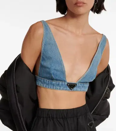 Prada Logo denim bralette | Thumbnail 2