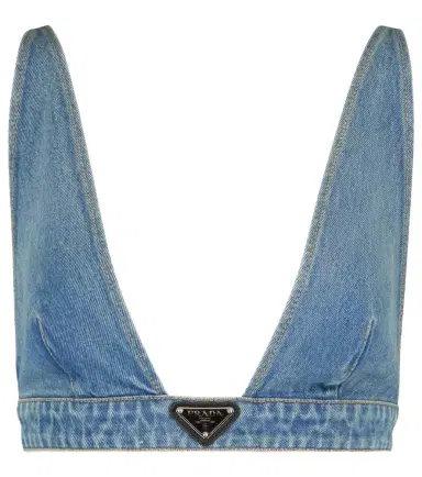 Prada Logo denim bralette | Thumbnail 1