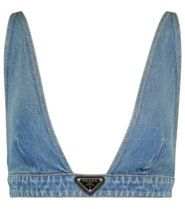 Logo denim bralette