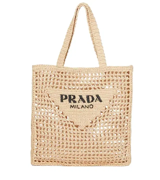 Small raffia-effect crochet shopper