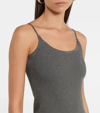 JW Anderson Ribbed-knit cotton and satin midi dress | Thumbnail 2