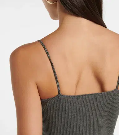 JW Anderson Ribbed-knit cotton and satin midi dress | Thumbnail 6