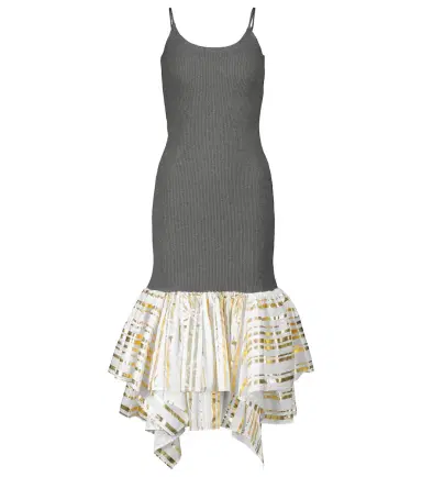 JW Anderson Ribbed-knit cotton and satin midi dress | Thumbnail 1