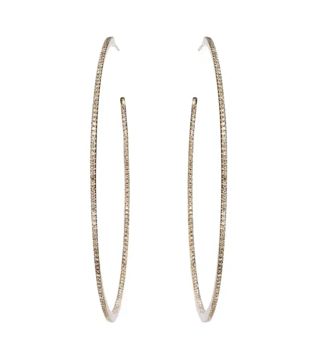 XL 18kt yellow gold hoop earrings with diamonds