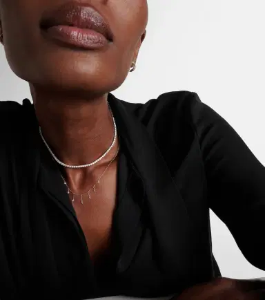SHAY JEWELRY Thread 18kt white gold choker with diamonds | Thumbnail 3