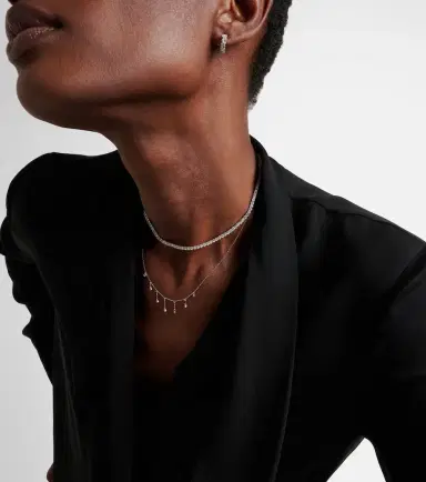 SHAY JEWELRY Thread 18kt white gold choker with diamonds | Thumbnail 4