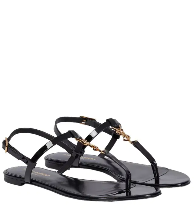 Saint Laurent Cassandra patent leather thong sandals