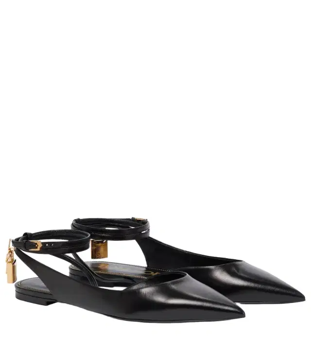 Tom Ford Padlock leather slingback flats