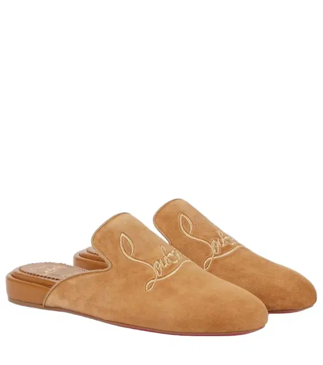 Christian Louboutin Navy Coolito Donna suede slippers