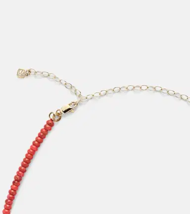 Sydney Evan Bamboo coral and 14kt gold charm necklace | Thumbnail 2
