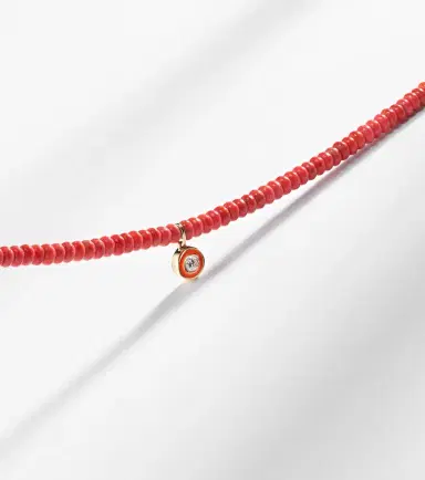Sydney Evan Bamboo coral and 14kt gold charm necklace | Thumbnail 4