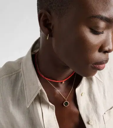 Sydney Evan Bamboo coral and 14kt gold charm necklace | Thumbnail 5