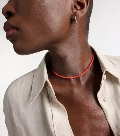 Sydney Evan Bamboo coral and 14kt gold charm necklace | Thumbnail 6