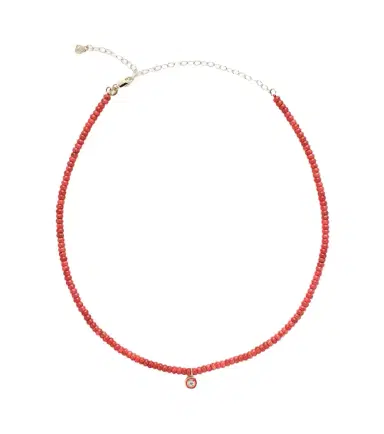 Sydney Evan Bamboo coral and 14kt gold charm necklace | Thumbnail 1