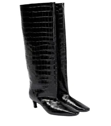 Toteme Croc-effect leather knee-high boots | Thumbnail 1