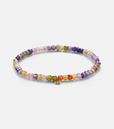 Sydney Evan 14kt gold zirconia bracelet with diamonds | Thumbnail 2