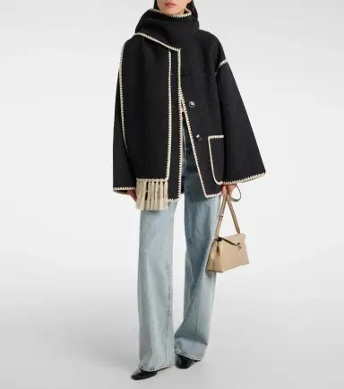 Toteme Embroidered wool-blend scarf jacket | Thumbnail 4 Toteme Embroidered wool-blend scarf jacket | Thumbnail 4
