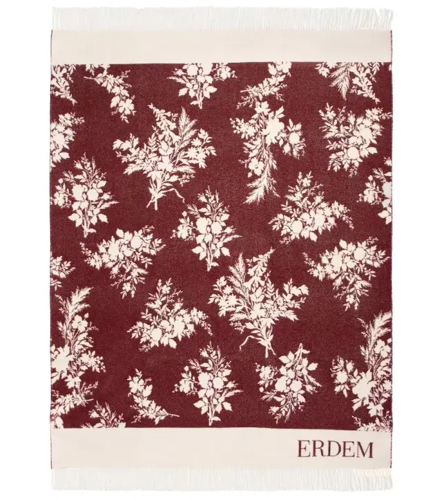 Erdem Floral jacquard wool-blend blanket