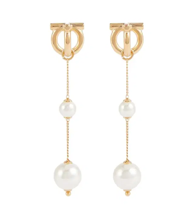 Ferragamo Gancini faux pearl drop earrings