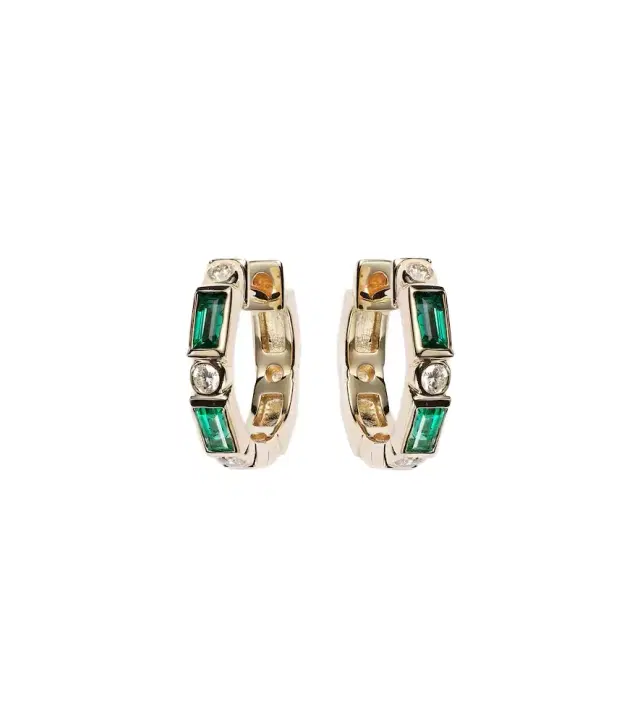 Sydney Evan Huggie 14kt yellow gold embellished earrings