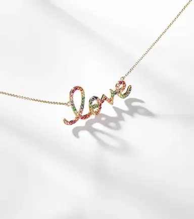 Sydney Evan Love 14kt gold necklace with sapphires | Thumbnail 4 Sydney Evan Love 14kt gold necklace with sapphires | Thumbnail 4
