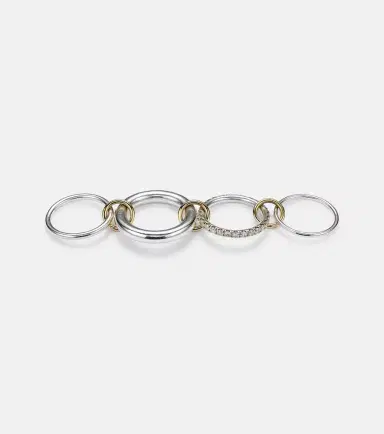 Spinelli Kilcollin Luna 18kt gold and sterling silver linked rings with white diamonds | Thumbnail 2
