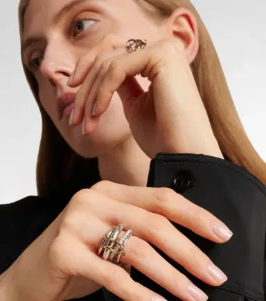 Spinelli Kilcollin Luna 18kt gold and sterling silver linked rings with white diamonds | Thumbnail 6