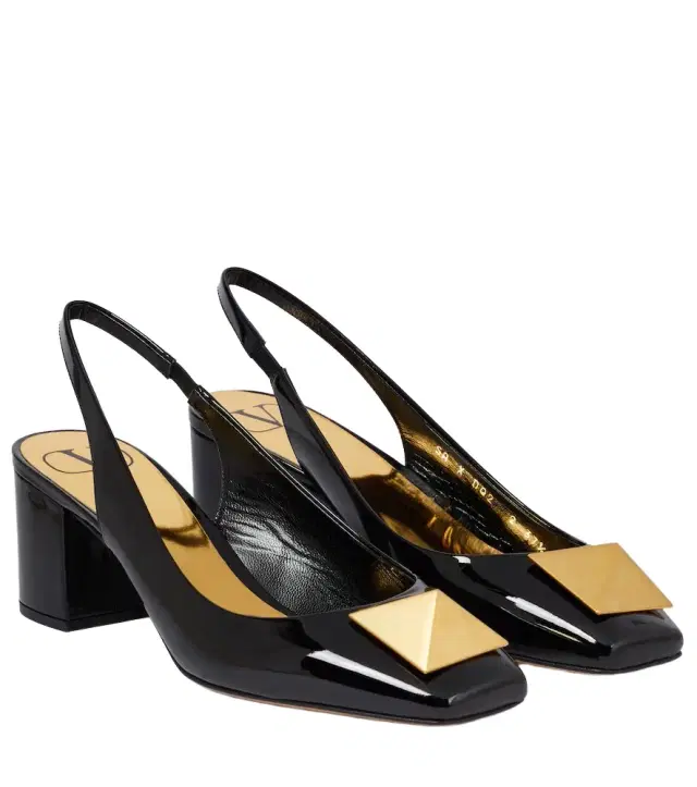 Valentino Garavani One Stud patent leather slingback pumps