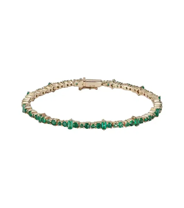 Ileana Makri Rivulet 18kt gold tennis bracelet with emeralds