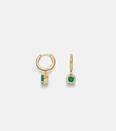 Ileana Makri Grass Seed 18kt gold hoop earrings with emeralds | Thumbnail 2 Ileana Makri Grass Seed 18kt gold hoop earrings with emeralds | Thumbnail 2